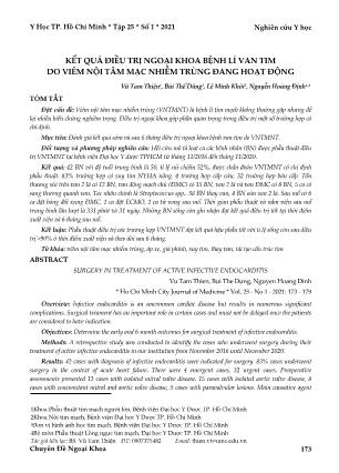 Kết quả điều trị ngoại khoa bệnh lí van tim do viêm nội tâm mạc nhiễm trùng đang hoạt động