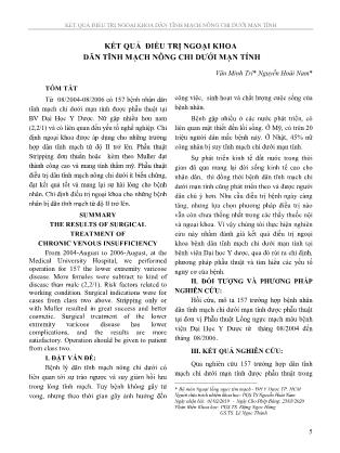 Kết quả điều trị ngoại khoa dãn tĩnh mạch nông chi dưới mạn tính