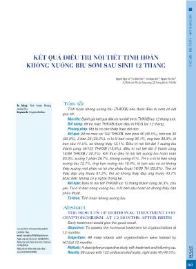 Kết quả điều trị nội tiết tinh hoàn không xuống bìu sớm sau sinh 12 tháng