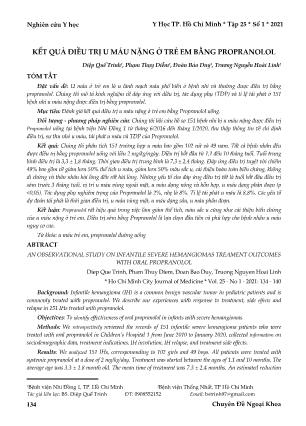 Kết quả điều trị u máu nặng ở trẻ em bằng Propranolol
