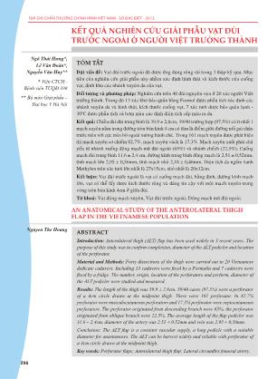 Kết quả nghiên cứu giải phẫu vạt đùi trước ngoài ở người việt trưởng thành