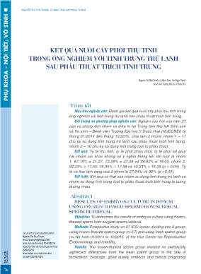 Kết quả nuôi cấy phôi thụ tinh trong ống nghiệm với tinh trùng trữ lạnh sau phẫu thuật trích tinh trùng