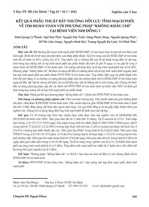 Kết quả phẫu thuật bất thường hồi lưu tĩnh mạch phổi về tim hoàn toàn với phương pháp “không khâu chỉ” tại Bệnh viện Nhi Đồng 1