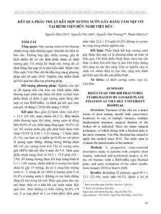 Kết quả phẫu thuật kết hợp xương sườn gãy bằng tấm nẹp vít tại Bệnh viện Hữu nghị Việt Đức