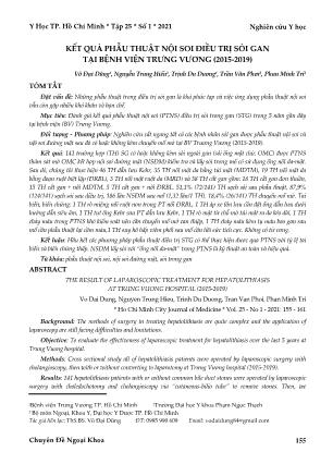 Kết quả phẫu thuật nội soi điều trị sỏi gan tại Bệnh viện Trưng Vương (2015-2019)