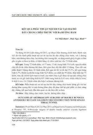 Kết quả phẫu thuật nội soi tái tạo hai bó dây chằng chéo trước với ba đường hầm