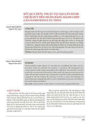 Kết quả phẫu thuật tái tạo gân bánh chè bị đứt đến muộn bằng mảnh ghép gân hamstrings tự thân