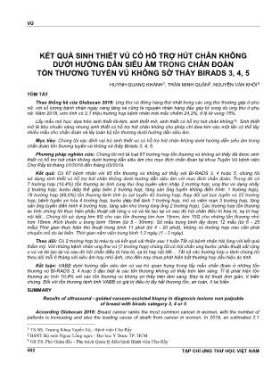 Kết quả sinh thiết vú có hỗ trợ hút chân không dưới hướng dẫn siêu âm trong chẩn đoán tổn thương tuyến vú không sờ thấy Birads 3, 4, 5