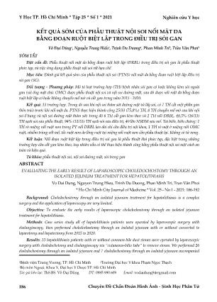 Kết quả sớm của phẫu thuật nội soi nối mật da bằng đoạn ruột biệt lập trong điều trị sỏi gan