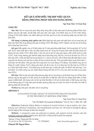 Kết quả sớm điều trị hẹp niệu quản bằng phương pháp nội soi nong bóng