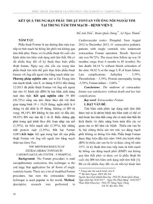 Kết quả trung hạn phẫu thuật Fontan với ống nối ngoài tim tại trung tâm tim mạch - Bệnh viện E