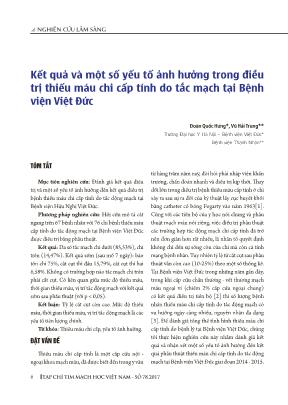 Kết quả và một số yếu tố ảnh hưởng trong điều trị thiếu máu chi cấp tính do tắc mạch tại Bệnh viện Việt Đức