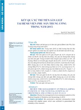 Kết quả xử trí tiền sản giật tại Bệnh viện Phụ sản Trung ương trong năm 2015