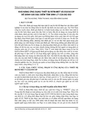 Khả năng ứng dụng thiết bị Ritm-MET và Egoscop để đánh giá đặc điểm tâm sinh lý của bộ đội