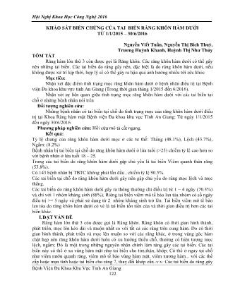 Khảo sát biến chứng của tai biến răng khôn hàm dưới từ 1/1/2015 - 30/6/2016