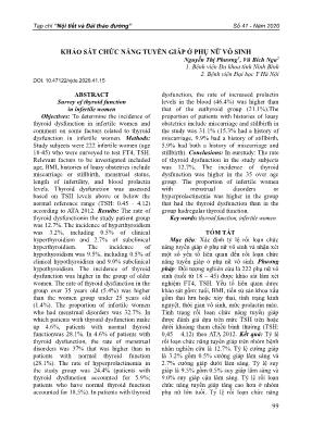 Khảo sát chức năng tuyến giáp ở phụ nữ vô sinh