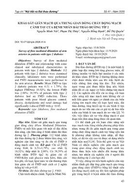 Khảo sát giãn mạch qua trung gian dòng chảy động mạch cánh tay của bệnh nhân đái tháo đường típ 2