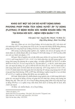 Khảo sát một số chỉ số huyết động bằng phương pháp phân tích sóng huyết áp tự động (flotrac) ở bệnh nhân sốc nhiễm khuẩn điều trị tại khoa hồi sức - Bệnh viện Quân Y 175