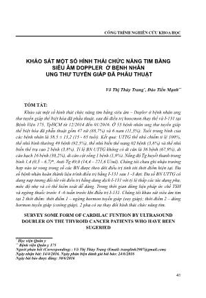 Khảo sát một số hình thái chức năng tim bằng siêu âm doppler ở bệnh nhân ung thư tuyến giáp đã phẫu thuật