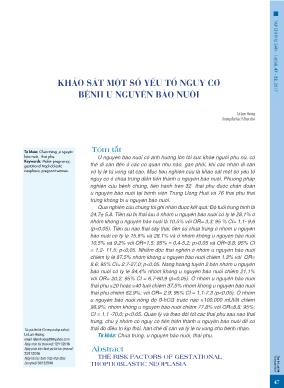 Khảo sát một số yếu tố nguy cơ bệnh u nguyên bào nuôi