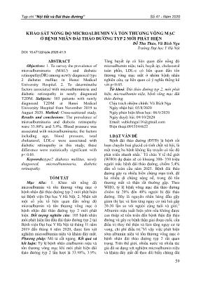 Khảo sát nồng độ microalbumin và tổn thương võng mạc ở bệnh nhân đái tháo đường typ 2 mới phát hiện