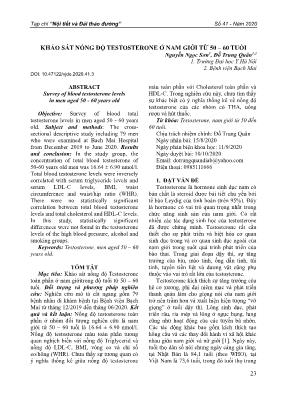 Khảo sát nồng độ testosterone ở nam giới từ 50 – 60 tuổi