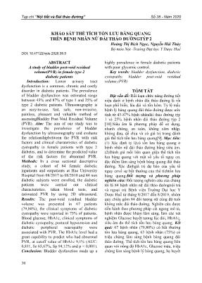 Khảo sát thể tích tồn lưu bàng quang trên bệnh nhân nữ đái tháo đường týp 2