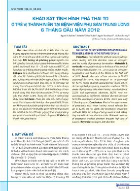 Khảo sát tình hình phá thai to ở trẻ vị thành niên tại Bệnh viện Phụ sản Trung ương 6 tháng đầu năm 2012