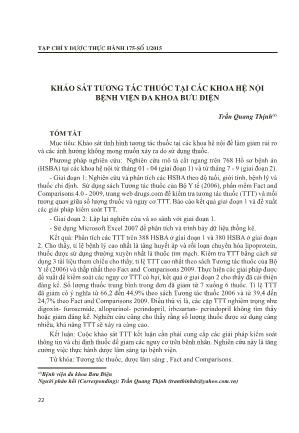 Khảo sát tương tác thuốc tại các khoa hệ nội Bệnh viện Đa khoa Bưu Điện