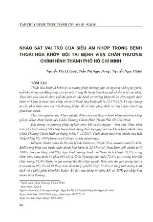 Khảo sát vai trò của siêu âm khớp trong bệnh thoái hóa khớp gối tại bệnh viện chấn thương chỉnh hình thành phố Hồ Chí Minh