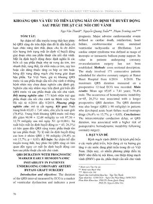 Khoảng QRS và yếu tố tiên lượng mất ổn định về huyết động sau phẫu thuật cầu nối chủ vành