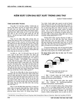 Kiểm soát cơn đau đột xuất trong ung thư