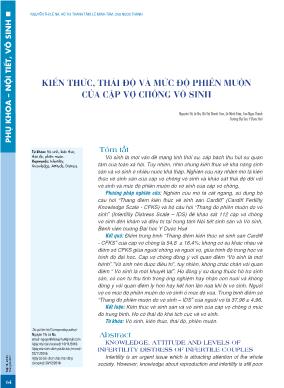 Kiến thức, thái độ và mức độ phiền muộn của cặp vợ chồng vô sinh