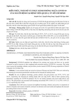 Kiến thức, thái độ và thực hành phòng ngừa COVID-19 của người bệnh tại Bệnh viện quận 2, TP. Hồ Chí Minh
