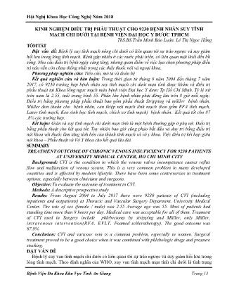 Kinh nghiệm điều trị phẫu thuật cho 9230 bệnh nhân suy tĩnh mạch chi dưới tại Bệnh viện Đại học Y Dược TPHCM