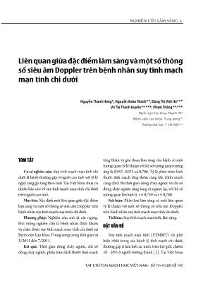 Liên quan giữa đặc điểm lâm sàng và một số thông số siêu âm Doppler trên bệnh nhân suy tĩnh mạch mạn tính chi dưới