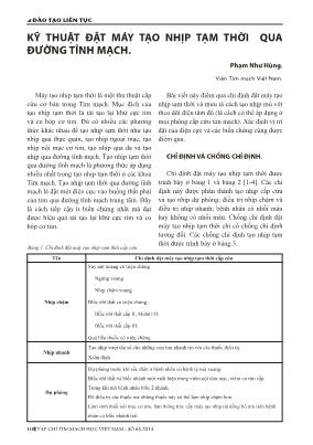 Máy tạo nhịp tạm thời là một thủ thuật cấp cứu cơ bản trong Tim mạch. Mục đích của tạo nhịp tạm thời là tái tạo lại khử cực tim và co bóp cơ tim. Dù có nhiều các phương thức khác nhau để tạo nhịp tạm thời như tạo nhịp qua thực quản, tạo nhịp ngoại mạc, tạ