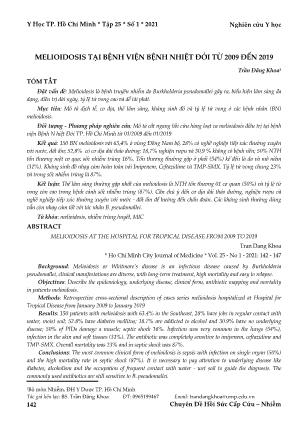 Melioidosis tại Bệnh viện bệnh Nhiệt đới từ 2009 đến 2019