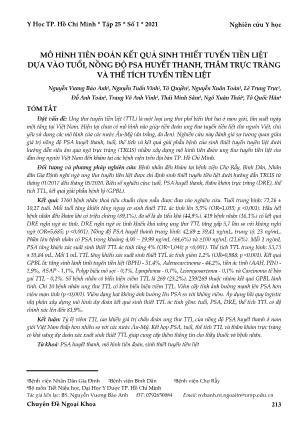 Mô hình tiên đoán kết quả sinh thiết tuyến tiền liệt dựa vào tuổi, nồng độ PSA huyết thanh, thăm trực tràng và thể tích tuyến tiền liệt