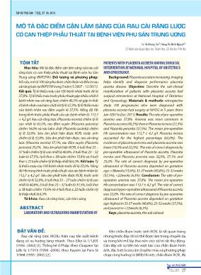 Mô tả đặc điểm cận lâm sàng của rau cài răng lược có can thiệp phẫu thuật tại Bệnh viện Phụ sản Trung ương