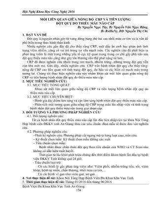 Mối liên quan giữa nồng độ CRP và tiên lượng đột quỳ do thiếu máu não cấp