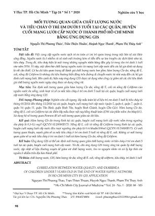 Mối tương quan giữa chất lượng nước và tiêu chảy ở trẻ em dưới 5 tuổi tại các quận, huyện cuối mạng lưới cấp nước ở thành phố Hồ Chí Minh bằng ứng dụng GIS