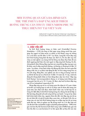 Mối tương quan giữa đa hình gen thụ thể FSH và đáp ứng kích thích buồng trứng cận tối ưu trên nhóm phụ nữ thực hiện IVF tại Việt Nam