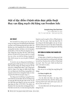 Một số đặc điểm ở bệnh nhân được phẫu thuật thay van động mạch chủ bằng van Freedom solo