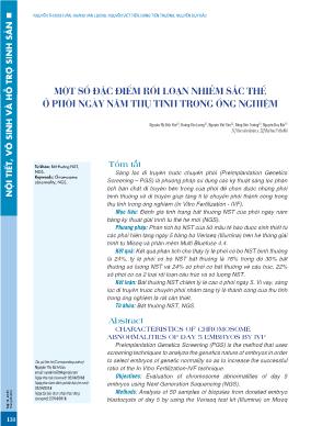 Một số đặc điểm rối loạn nhiễm sắc thể ở phôi ngày năm thụ tinh trong ống nghiệm
