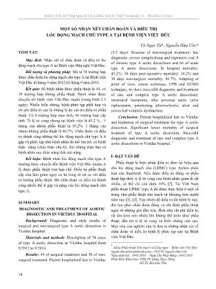 Một số nhận xét chẩn đoán và điều trị lóc động mạch chủ type A tại Bệnh viện Việt Đức