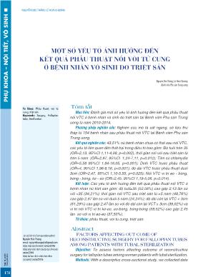Một số yếu tố ảnh hưởng đến kết quả phẫu thuật nối vòi tử cung ở bệnh nhân vô sinh do triệt sản