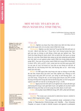 Một số yếu tố liên quan phân mảnh DNA tinh trùng