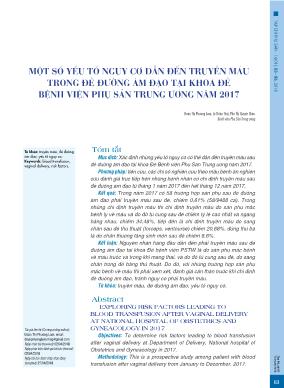 Một số yếu tố nguy cơ dẫn đến truyền máu trong đẻ đường âm đạo tại khoa đẻ Bệnh viện Phụ sản Trung ương năm 2017
