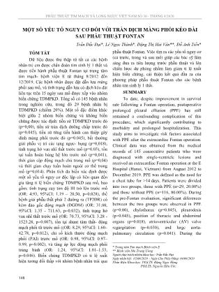 Một số yếu tố nguy cơ đối với tràn dịch màng phổi kéo dài sau phẫu thuật Fontan